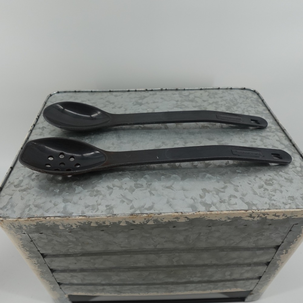 VTG Rubbermaid Black High Heat Basting Spoon Slotted and Solid 12 Inch 2 Piece